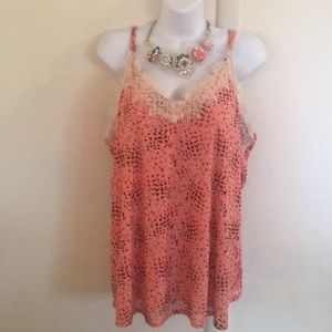 New Coral Lace Dot Tank🛍
